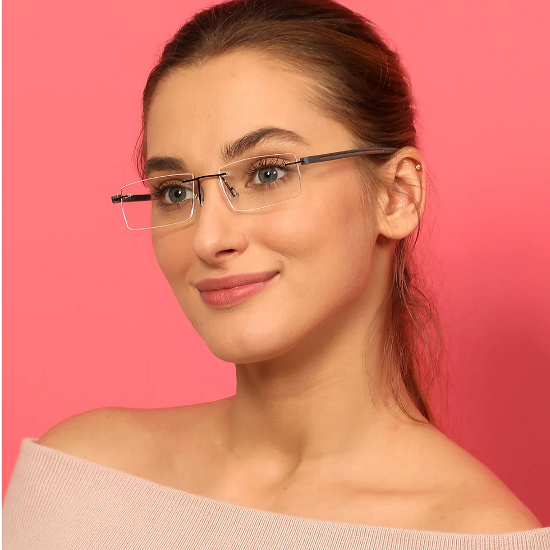 Lenskart Air Online Light Brown Rimless Rectangle left side