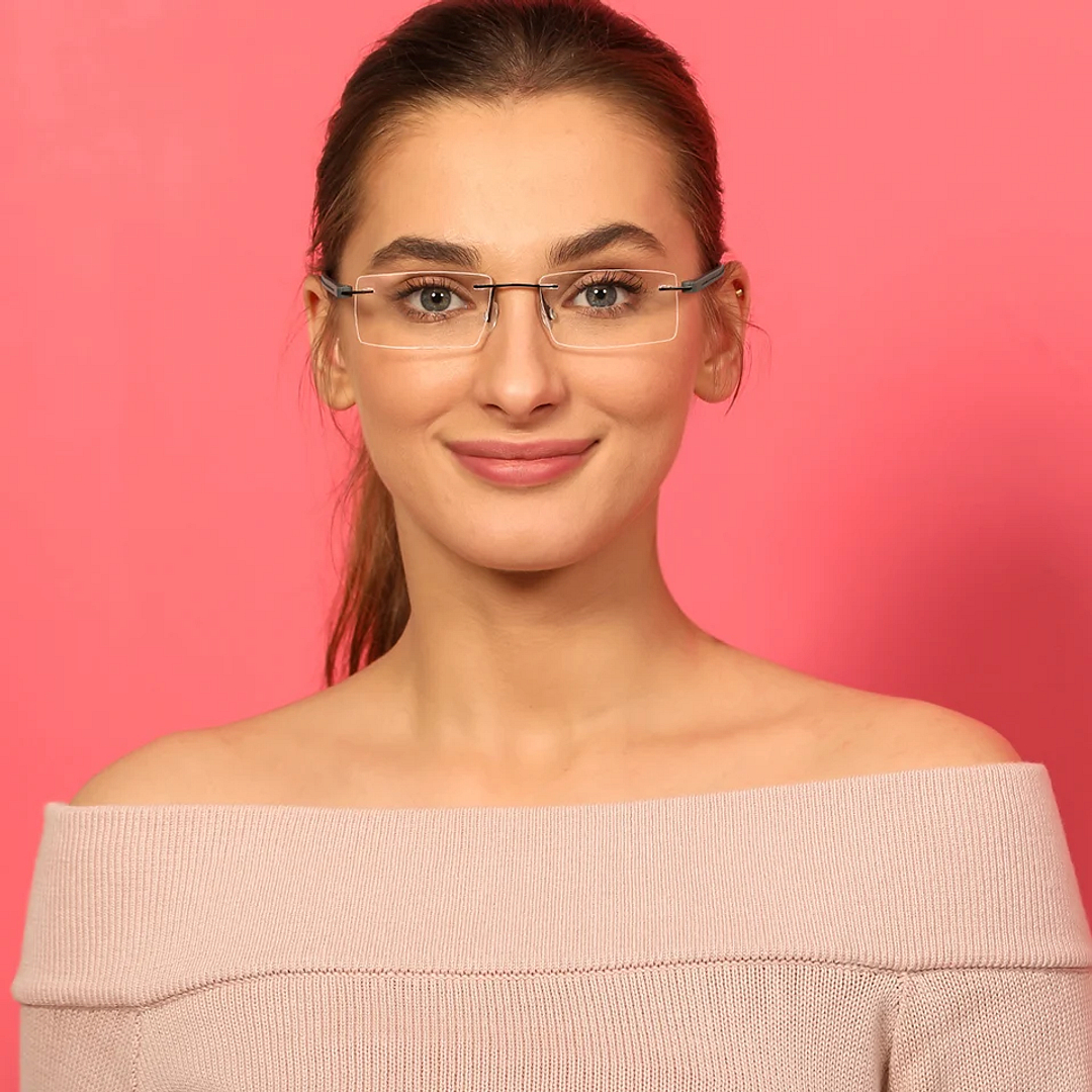 Lenskart Air Online Light Brown Rimless Rectangle left side