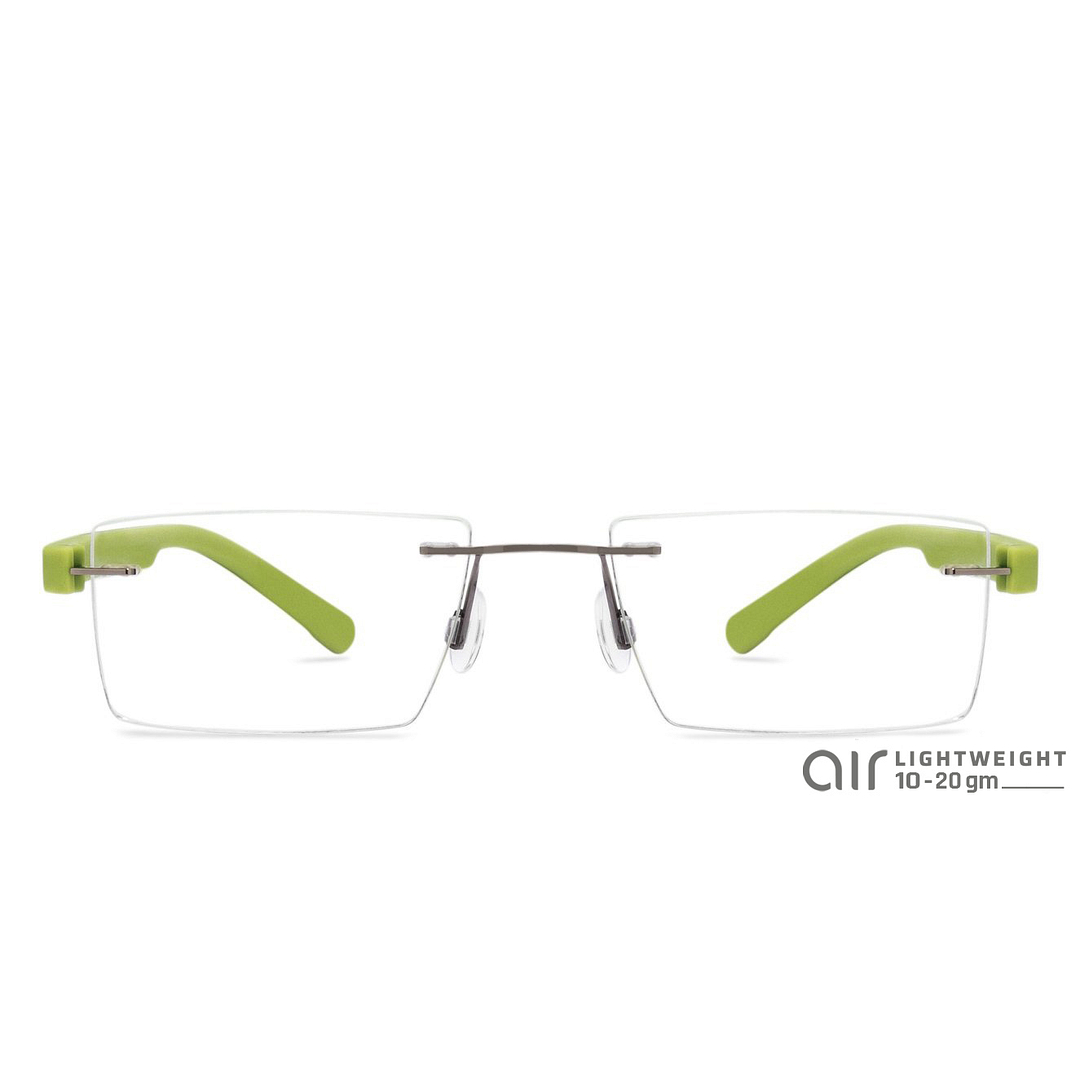 Lenskart Air Online Mid Gunmetal Rimless Rectangle left side
