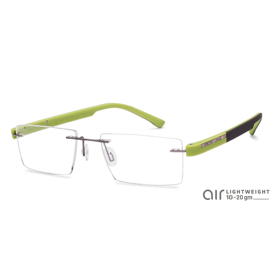 Lenskart Air Online Mid Gunmetal Rimless Rectangle right side