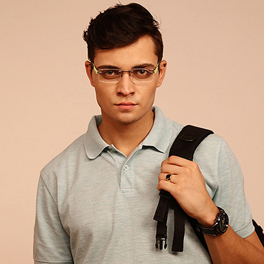 Lenskart Air Online Mid Gunmetal Rimless Rectangle right side