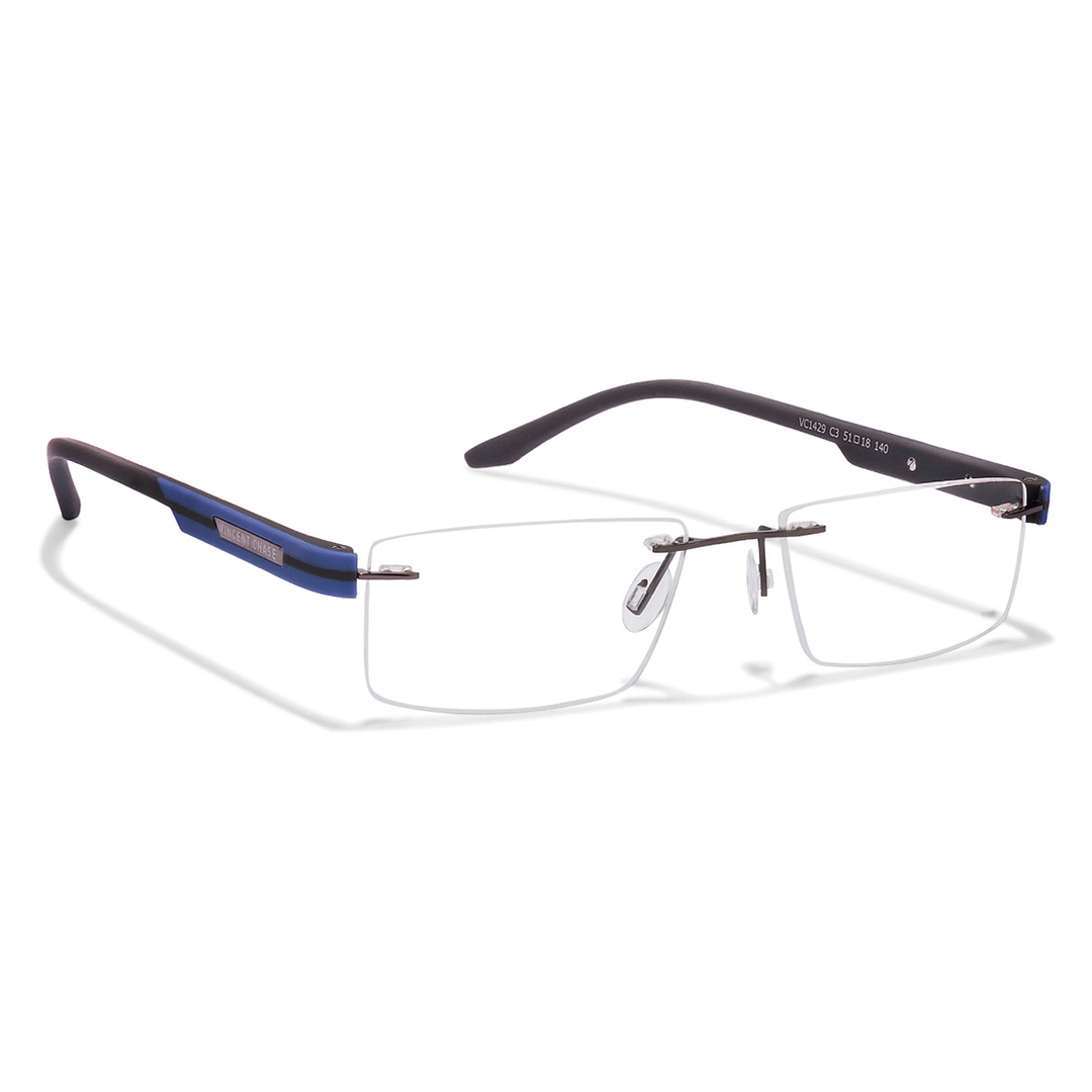 Lenskart Air Online Mid Gunmetal Rimless Rectangle left side