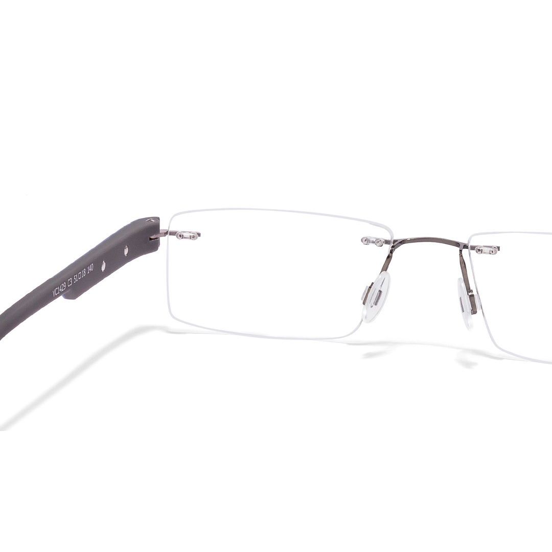 Lenskart Air Online Mid Gunmetal Rimless Rectangle left side