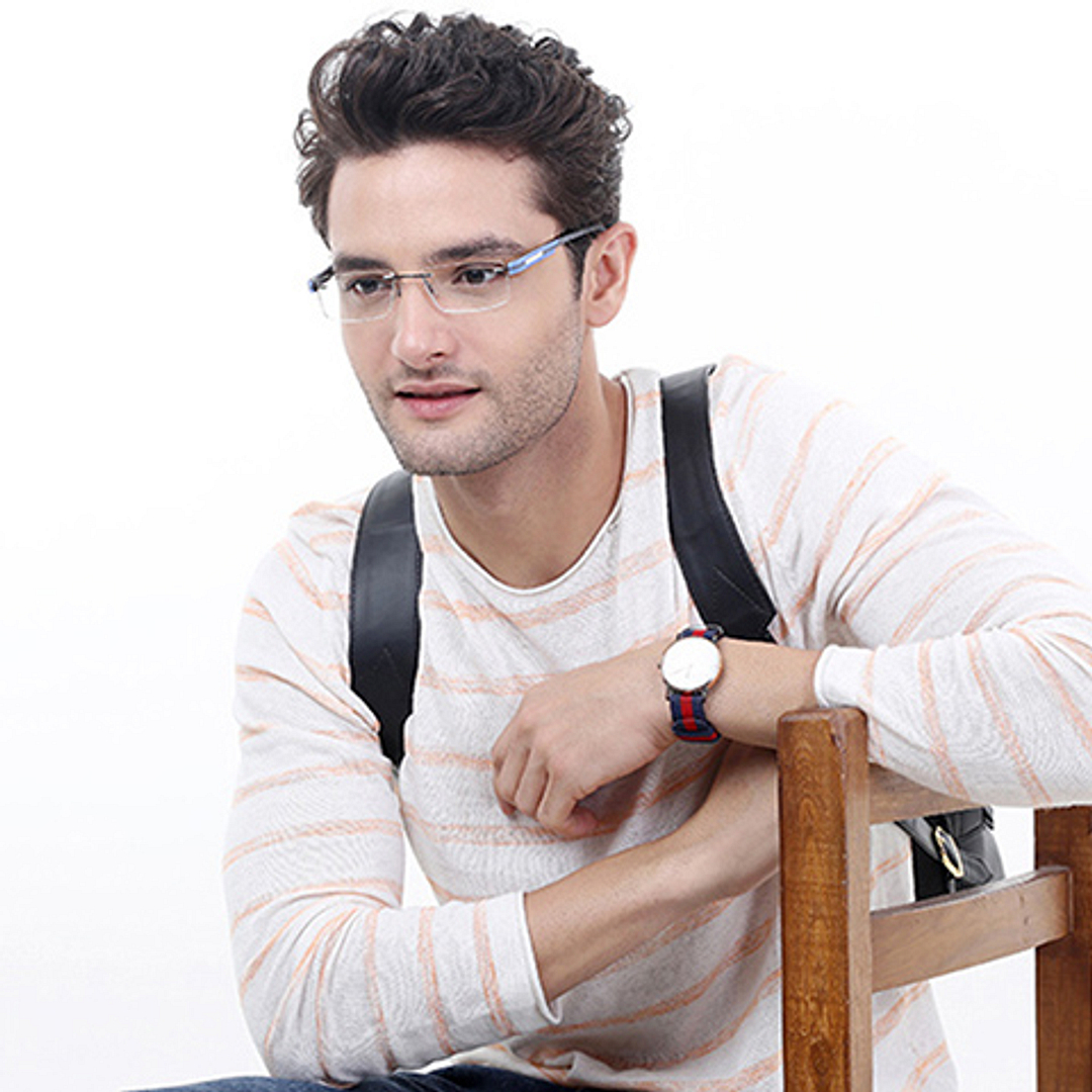 Lenskart Air Online Mid Gunmetal Rimless Rectangle right side