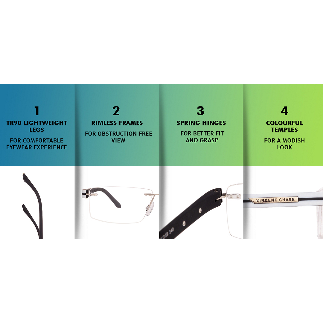 Lenskart Air Online Silver Rimless Rectangle right side