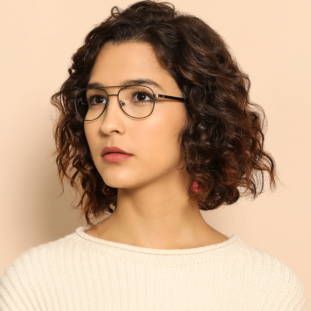 Lenskart Air Online Mid Gunmetal Full Rim Aviator left side