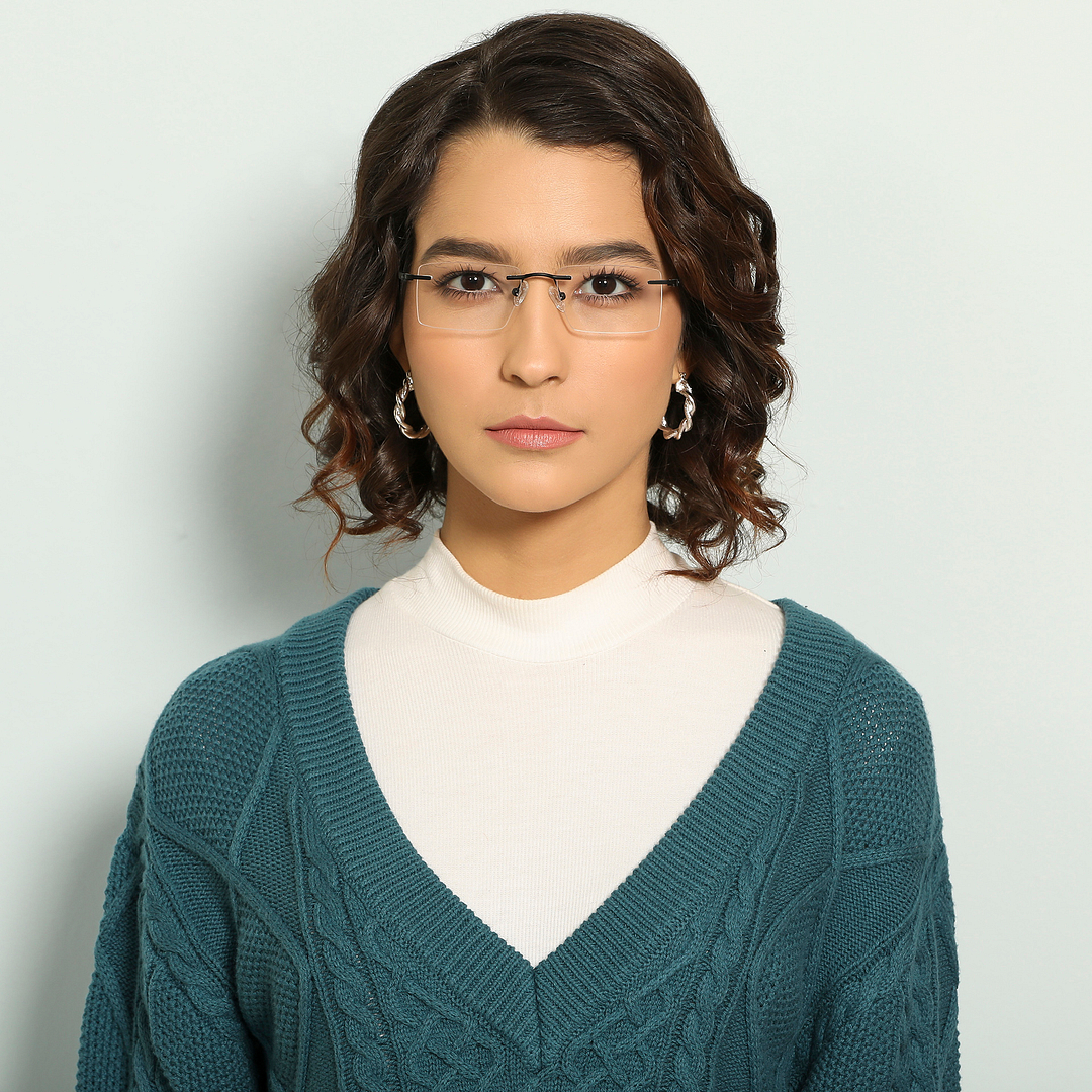 Lenskart Air Online Black Rimless Rectangle right side