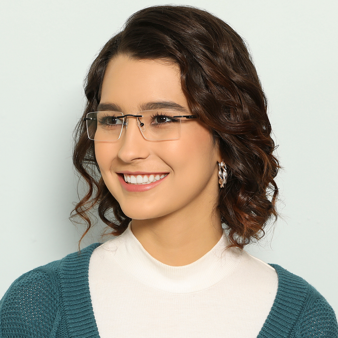 Lenskart Air Online Black Rimless Rectangle left side