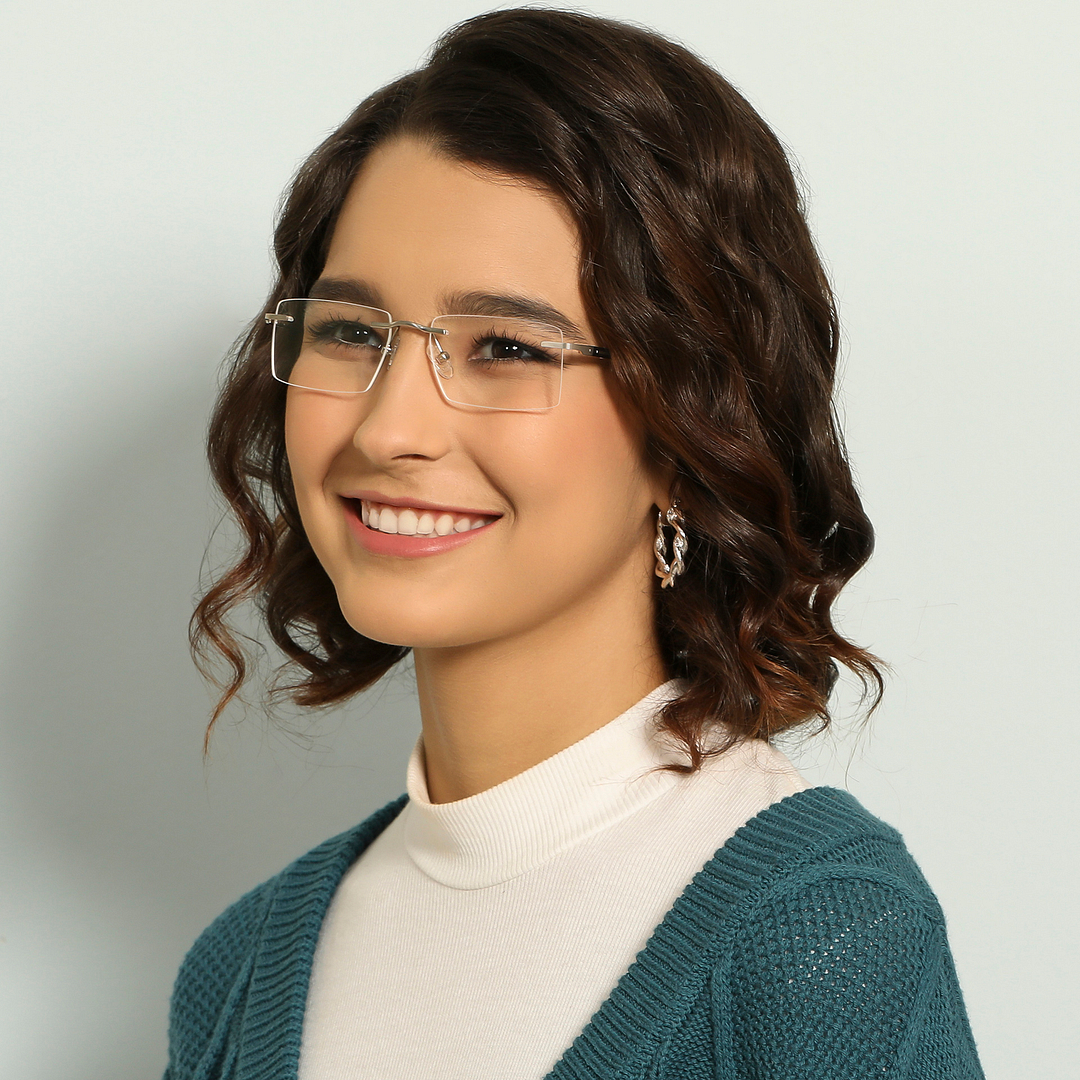 Lenskart Air Online Silver Rimless Rectangle left side