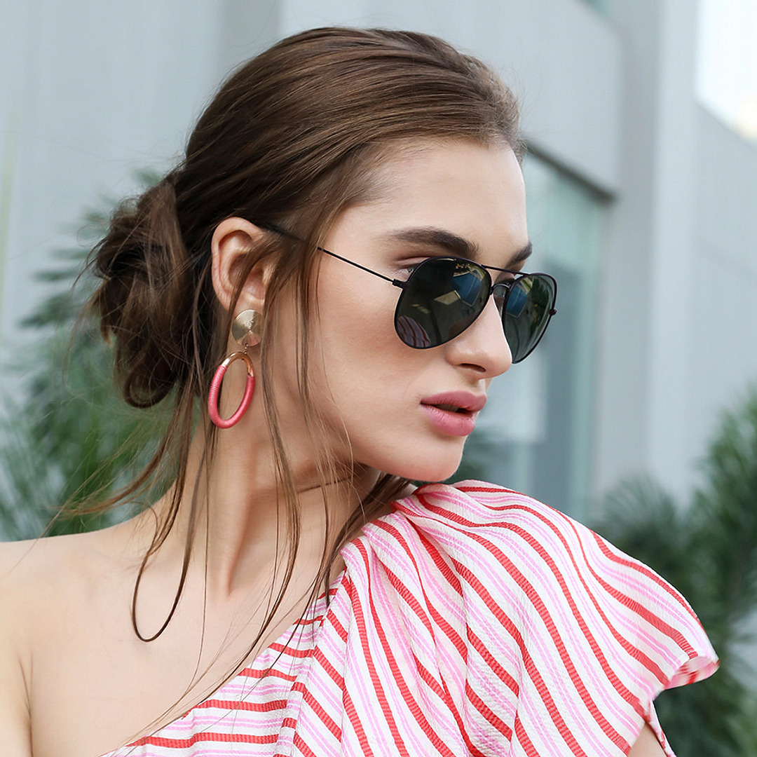 Vincent Chase Online Black Full Rim Aviator left side