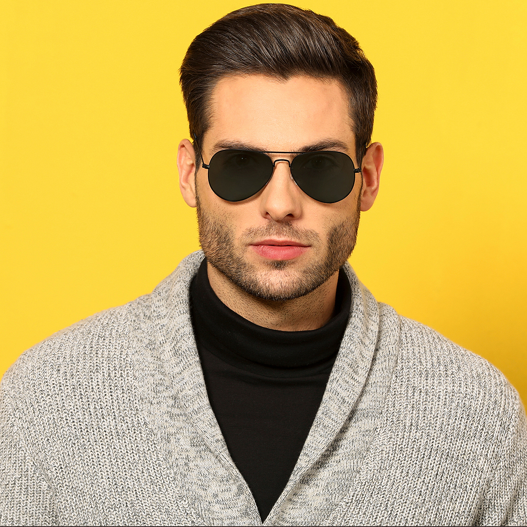 Vincent Chase Online Black Full Rim Aviator left side