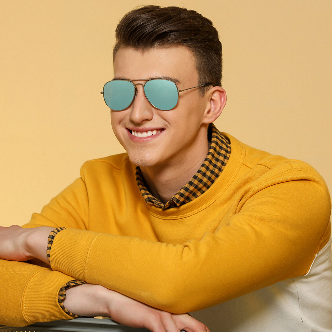 Vincent Chase Polarized Silver Full Rim Aviator left side