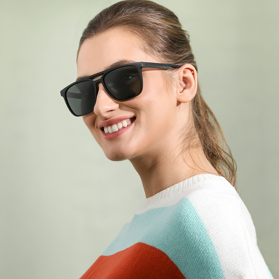 Vincent Chase Polarized Black Full Rim Square left side