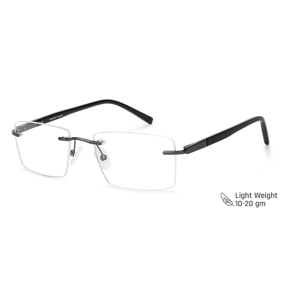 Vincent Chase Online Mid Gunmetal Rimless Rectangle left side