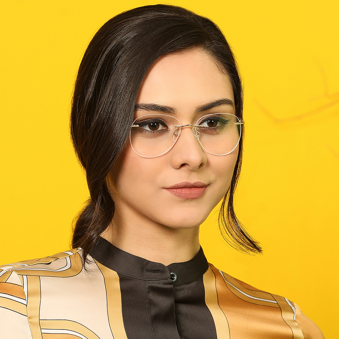 Vincent Chase Online Gold Rimless Aviator left side
