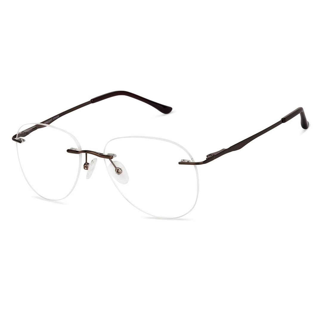 Vincent Chase Online Light Brown Rimless Aviator right side