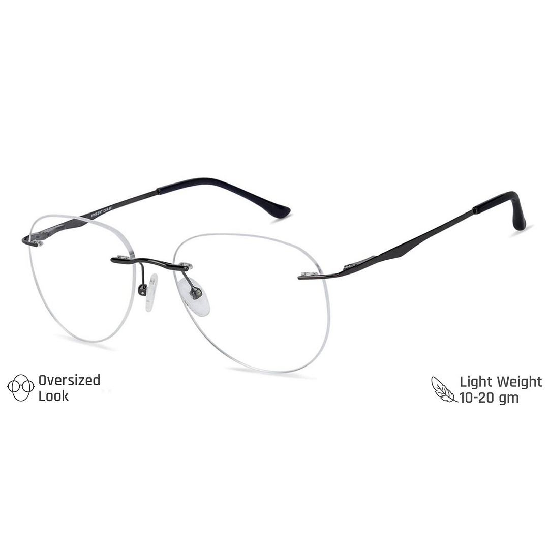 Vincent Chase Online Mid Gunmetal Rimless Aviator right side