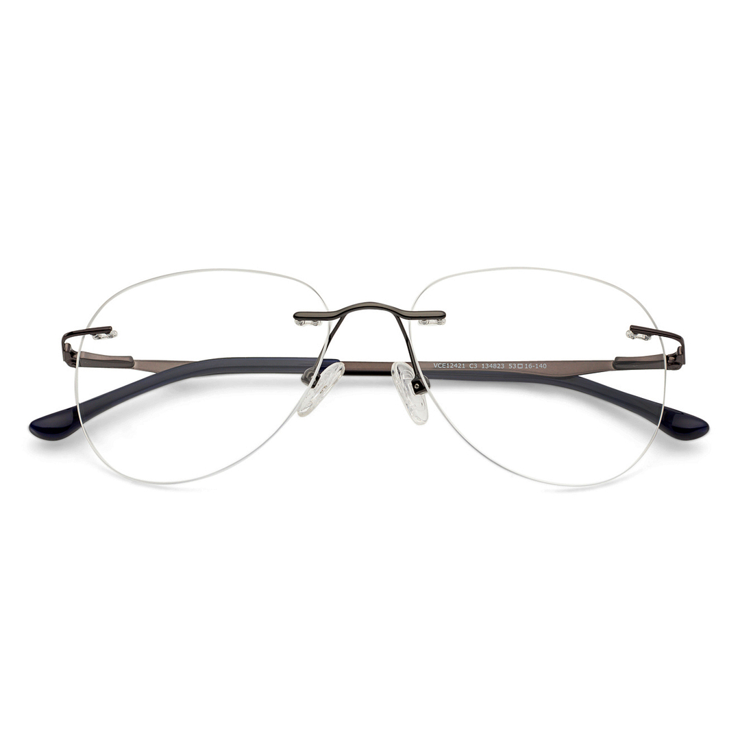 Vincent Chase Online Mid Gunmetal Rimless Aviator left side
