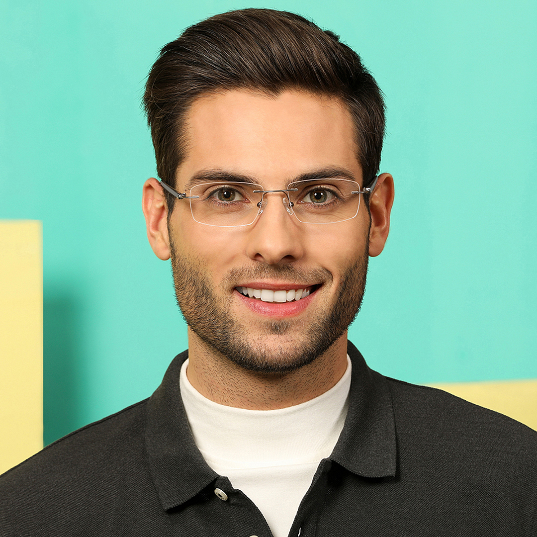 Lenskart Air Online Mid Gunmetal Rimless Rectangle left side