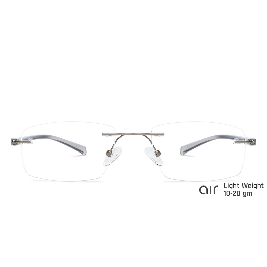 Lenskart Air Online Mid Gunmetal Rimless Rectangle left side