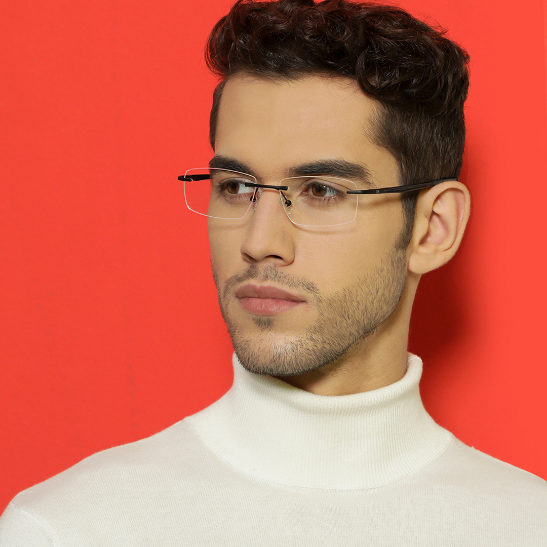 Lenskart Air Online Black Rimless Rectangle left side