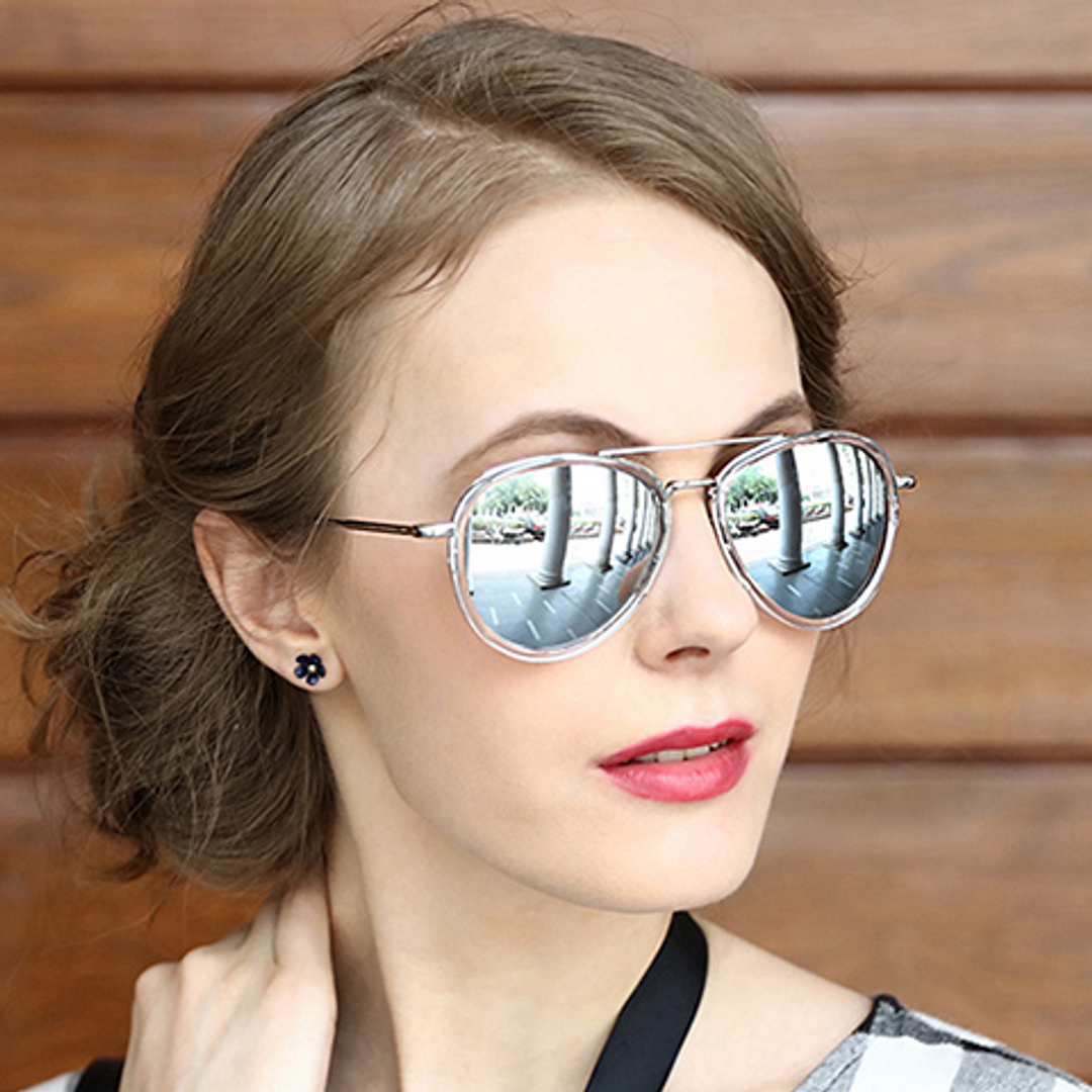 Vincent Chase Online Silver Full Rim Aviator left side