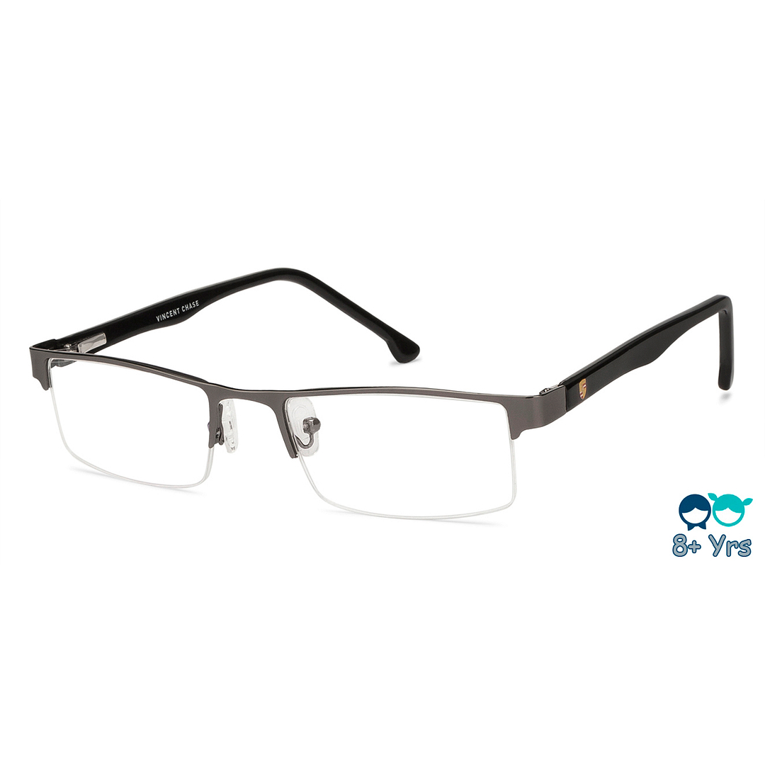 Lenskart Kids Glasses: Lenskart TOI Special: Gunmetal Black Half Rim Rectangle Kids  8-12 yrs  Lenskart TOI Special Owlers 004 -36 right side