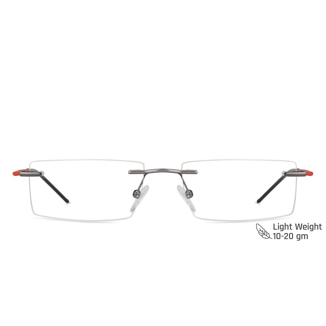 Vincent Chase Online Mid Gunmetal Rimless Rectangle left side