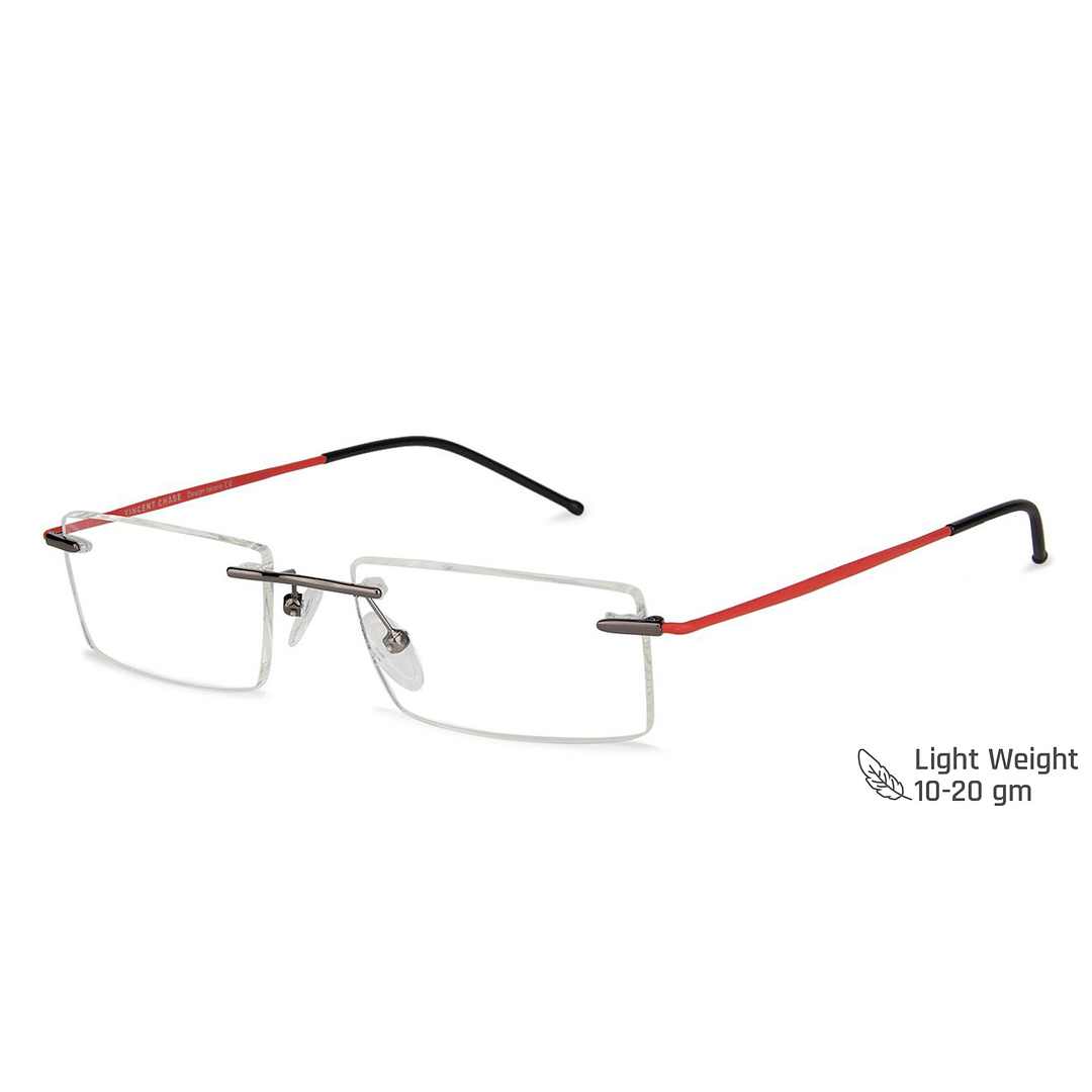 Vincent Chase Online Mid Gunmetal Rimless Rectangle right side