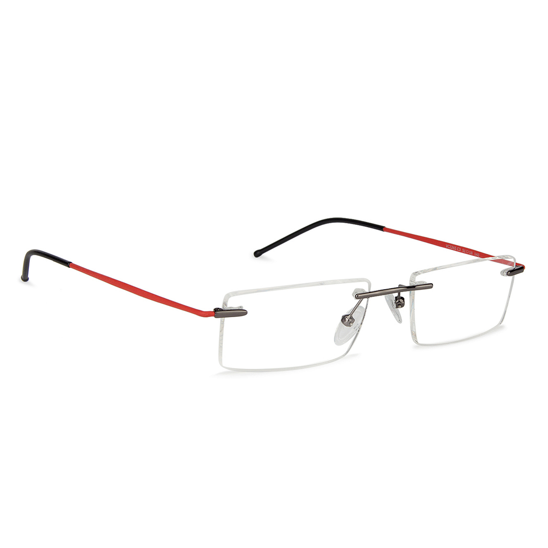 Vincent Chase Online Mid Gunmetal Rimless Rectangle left side