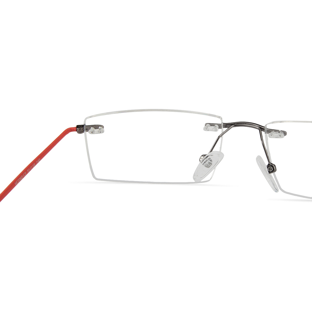 Vincent Chase Online Mid Gunmetal Rimless Rectangle left side