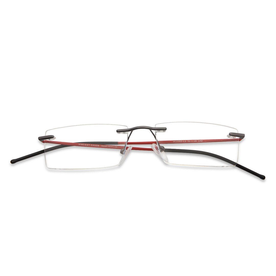Vincent Chase Online Mid Gunmetal Rimless Rectangle right side