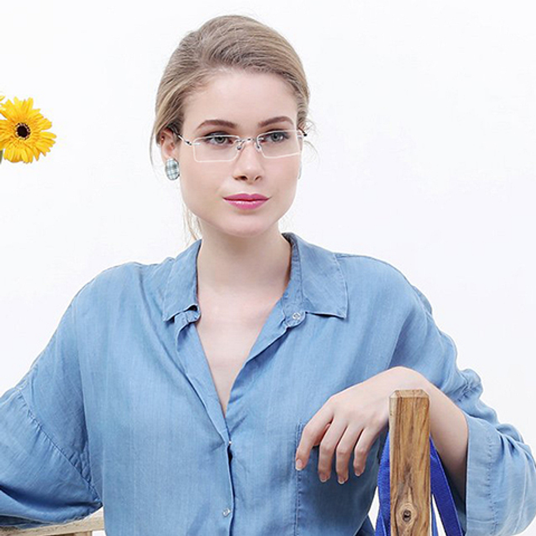 Vincent Chase Online Sky Blue Rimless Rectangle left side