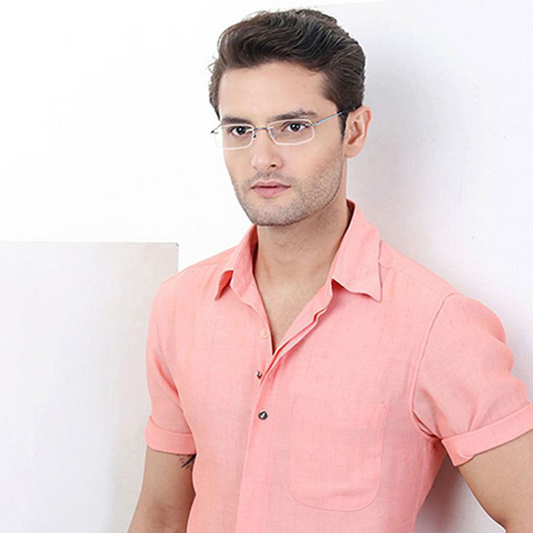 Vincent Chase Online Sky Blue Rimless Rectangle right side