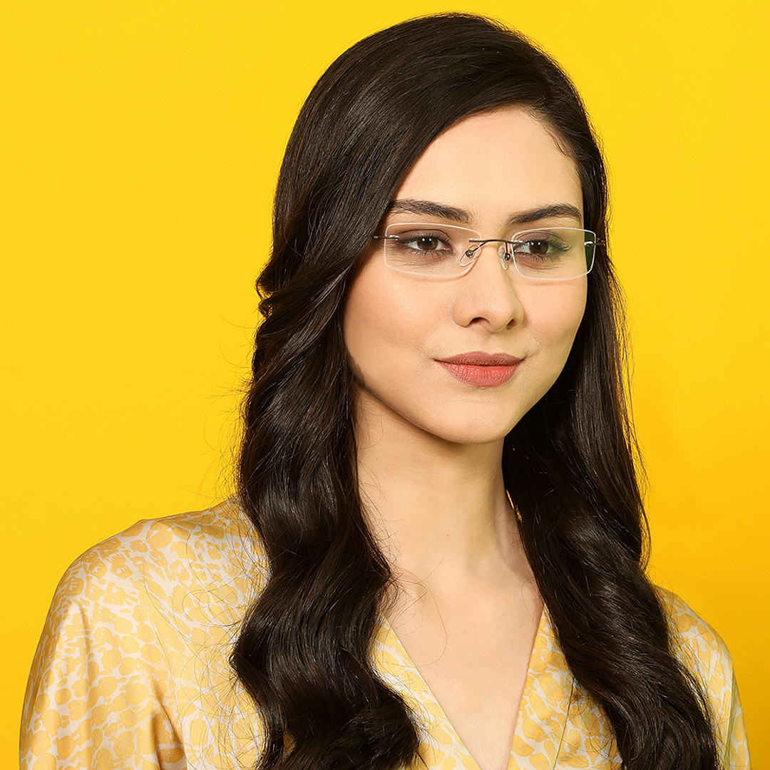 Vincent Chase Online Mid Gunmetal Rimless Rectangle left side