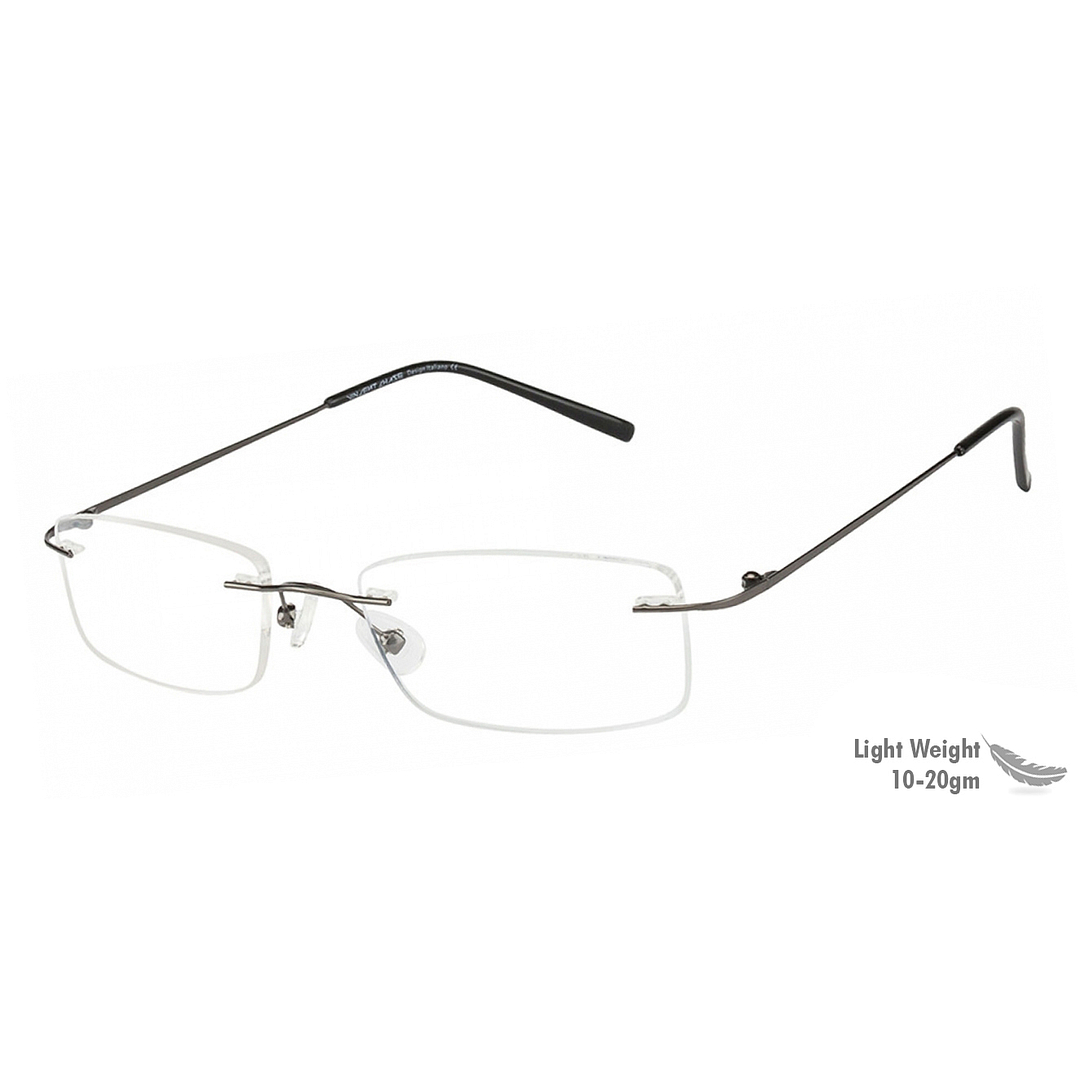 Vincent Chase Online Mid Gunmetal Rimless Rectangle right side