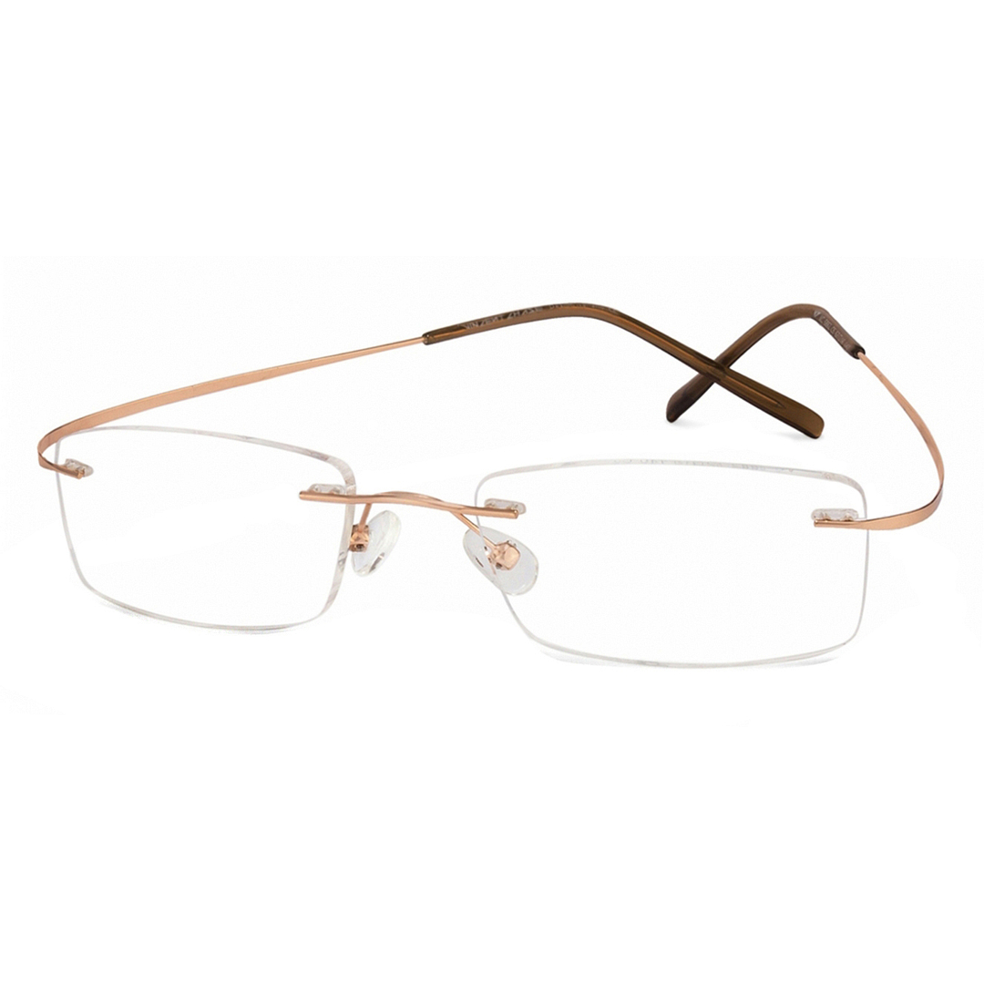 Buy Gold Brown Rimless Rectangle Vincent Chase SLEEK STEEL VC 5882
