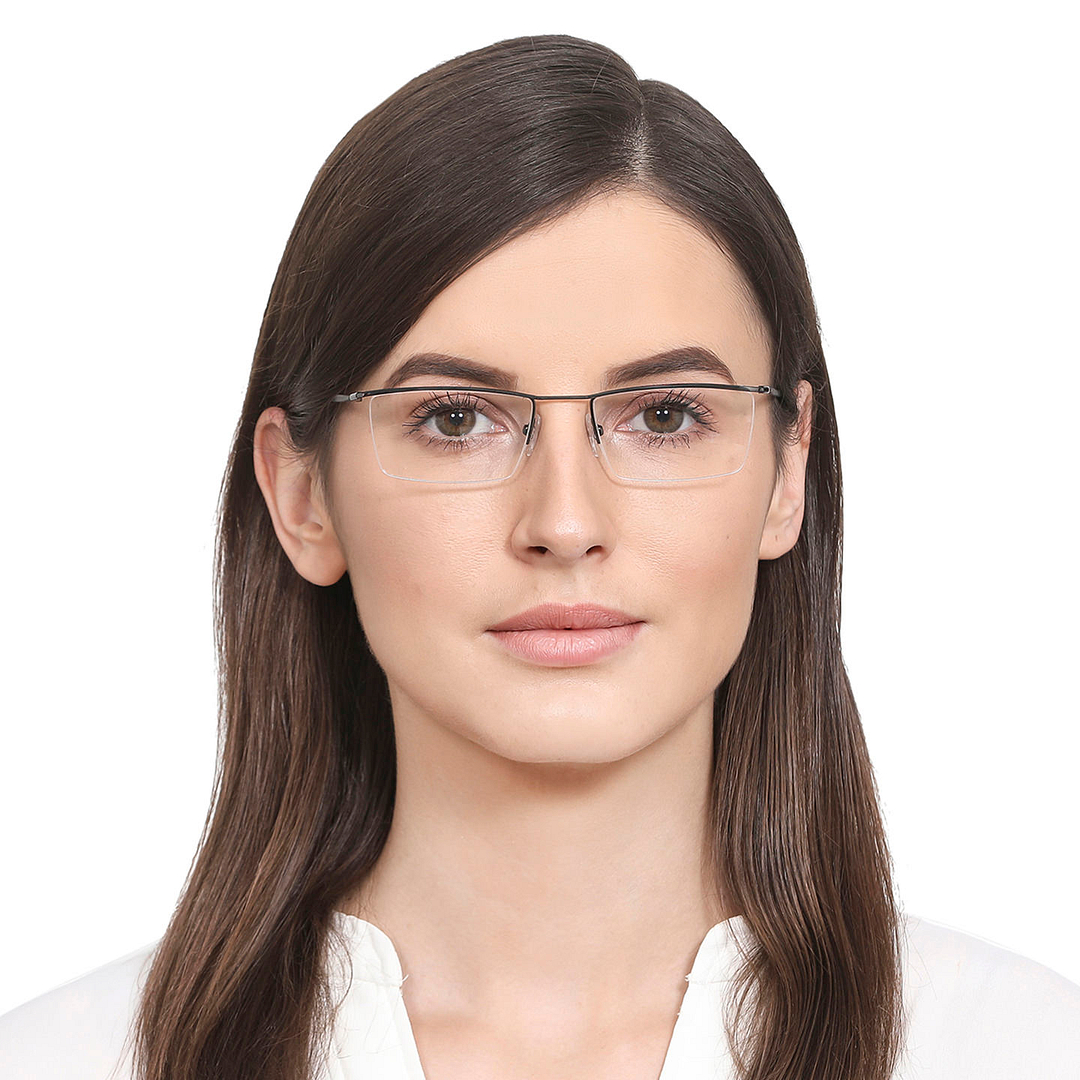Lenskart Air Online Mid Gunmetal Half Rim Rectangle left side
