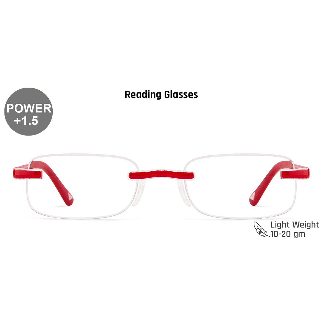 Lenskart READERS Red Red Rimless Rectangle Lenskart READERS VC 0047 Only for 1 5 Prefitted Powers left side
