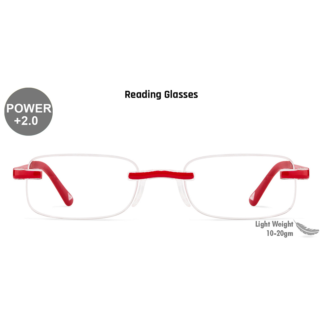Lenskart READERS Red Red Rimless Rectangle Lenskart READERS VC 0047 Only for 2 Prefitted Powers left side
