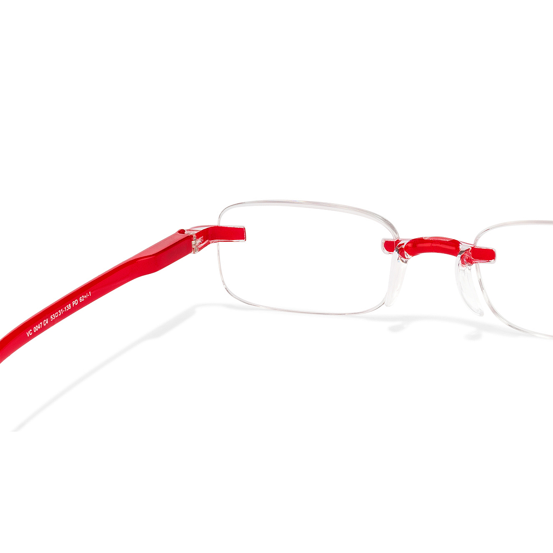 Lenskart READERS Red Red Rimless Rectangle Lenskart Readers VC 0047 Only For 2 5 Prefitted Powers left side