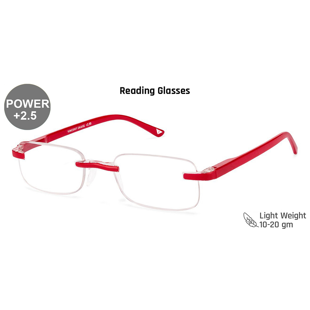 Lenskart READERS Red Red Rimless Rectangle Lenskart Readers VC 0047 Only For 2 5 Prefitted Powers right side