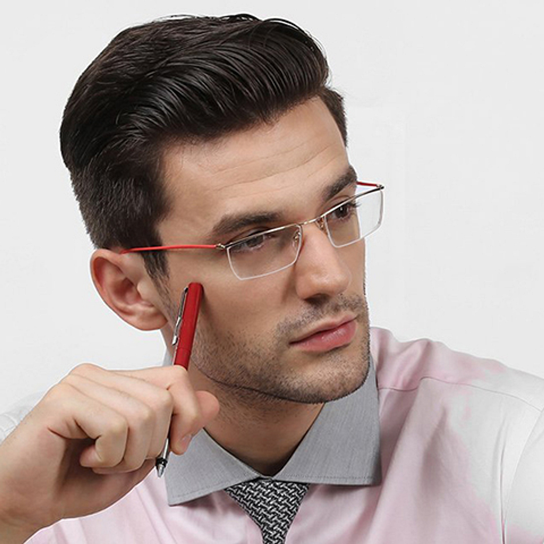 Lenskart Air Online Red Half Rim Rectangle right side