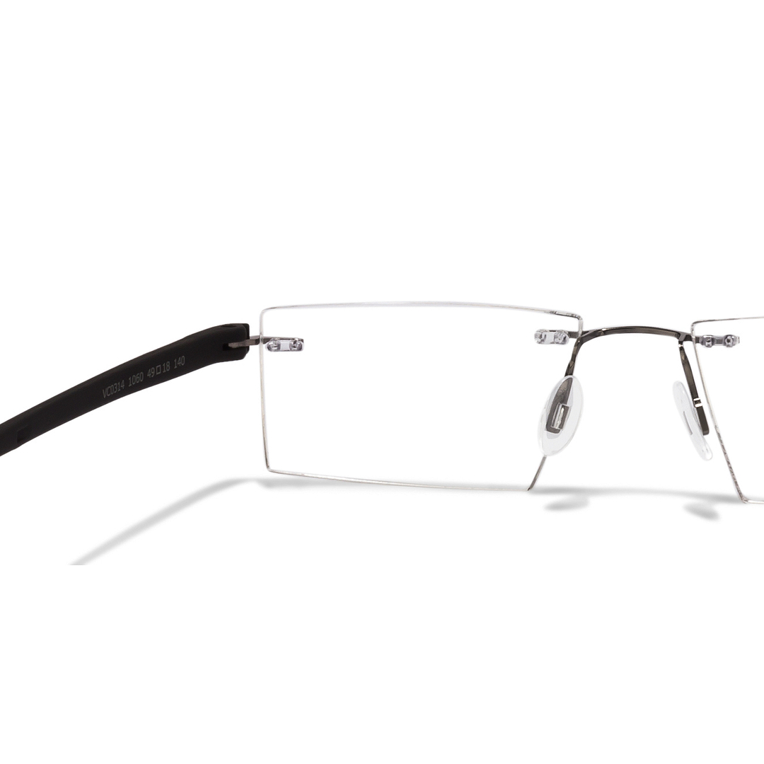 Lenskart Air Online Mid Gunmetal Rimless Rectangle left side