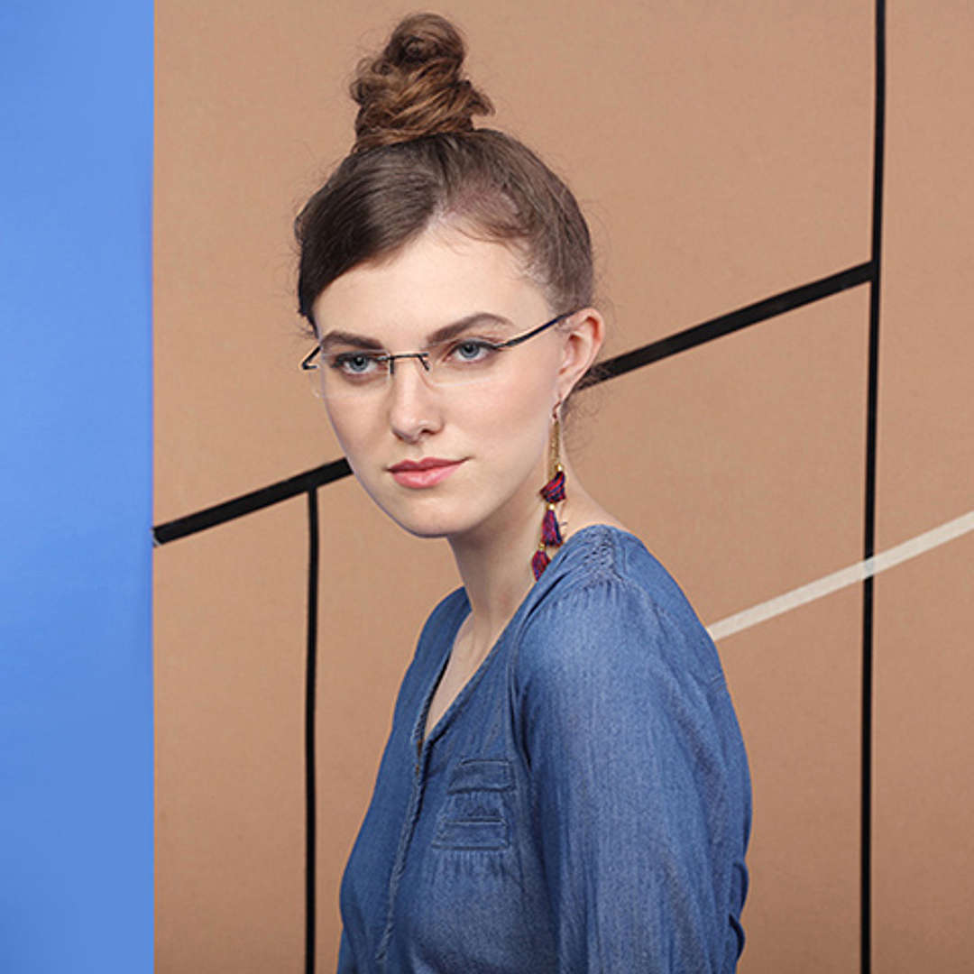 Lenskart Air Online Sky Blue Rimless Rectangle left side
