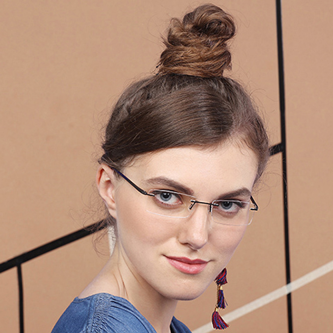Lenskart Air Online Sky Blue Rimless Rectangle right side