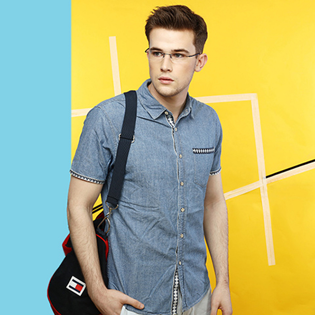 Lenskart Air Online Sky Blue Rimless Rectangle right side