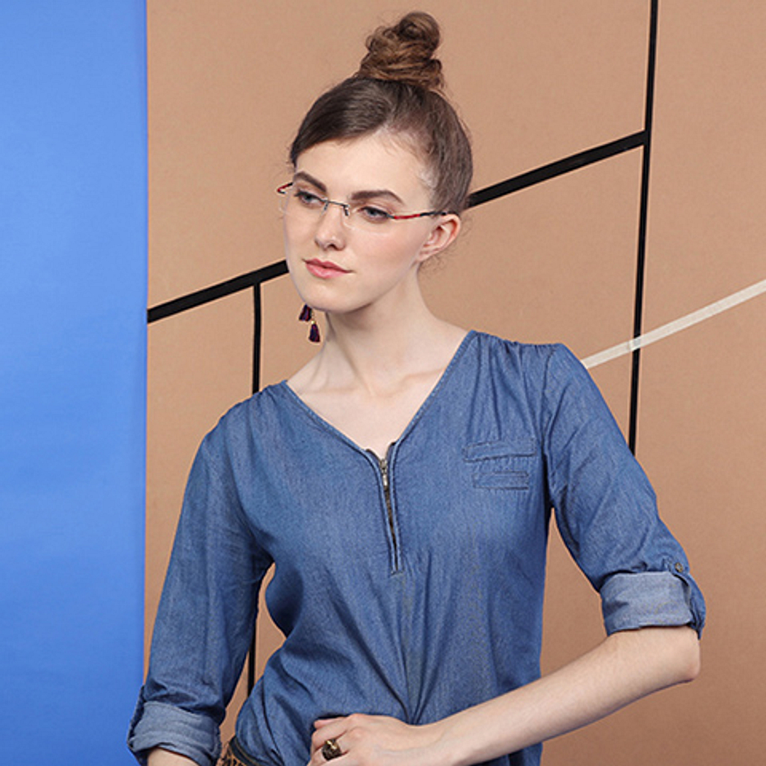 Lenskart Air Online Black Rimless Rectangle left side