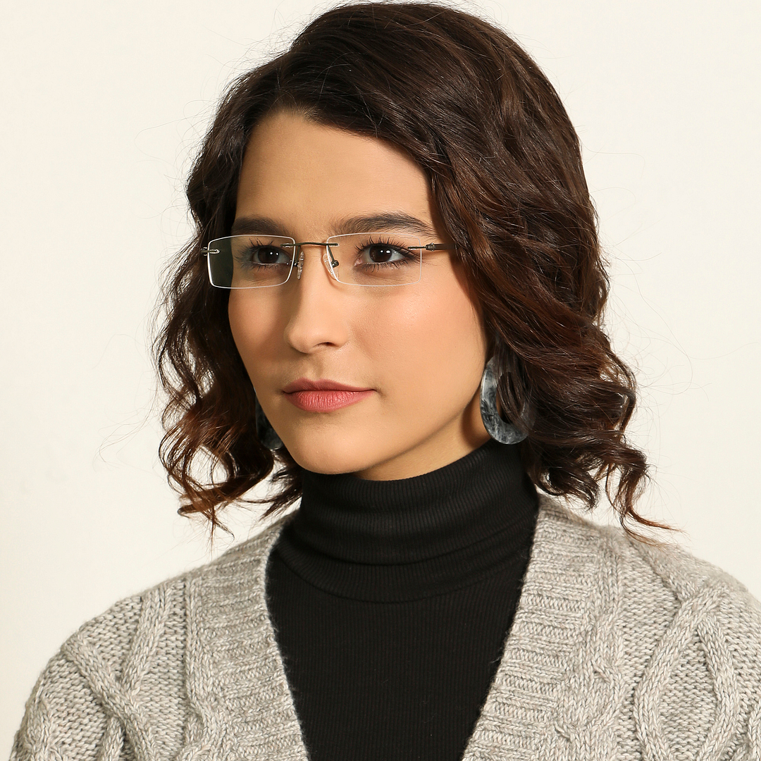 Lenskart Air Online Black Rimless Rectangle left side