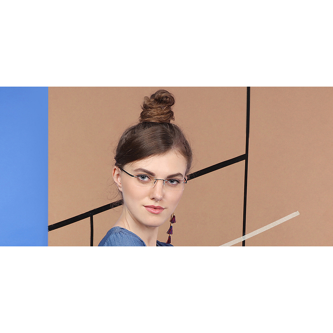 Lenskart Air Online Mid Gunmetal Rimless Rectangle right side